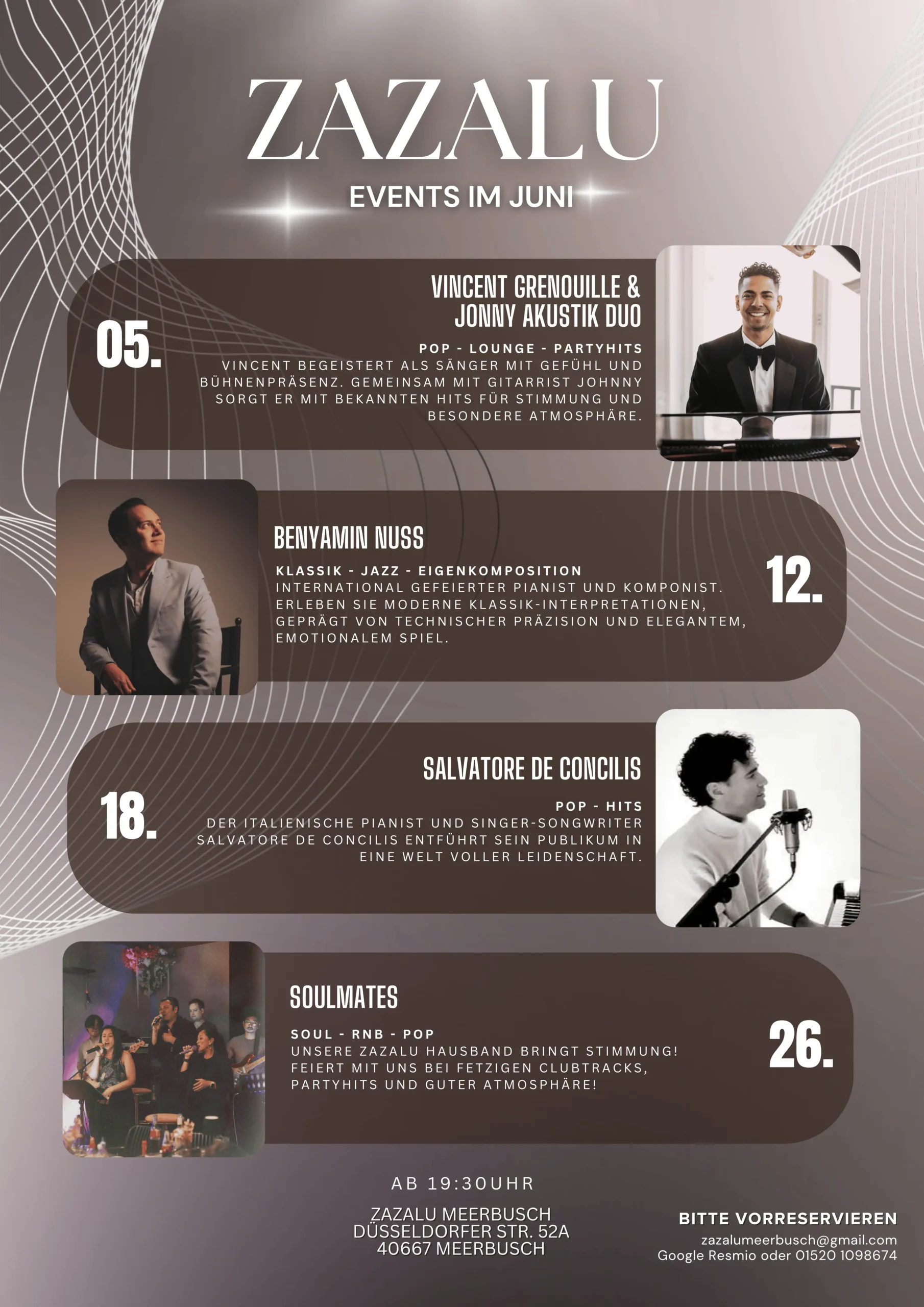 Live Musik Events Zazalu Meerbusch Juni